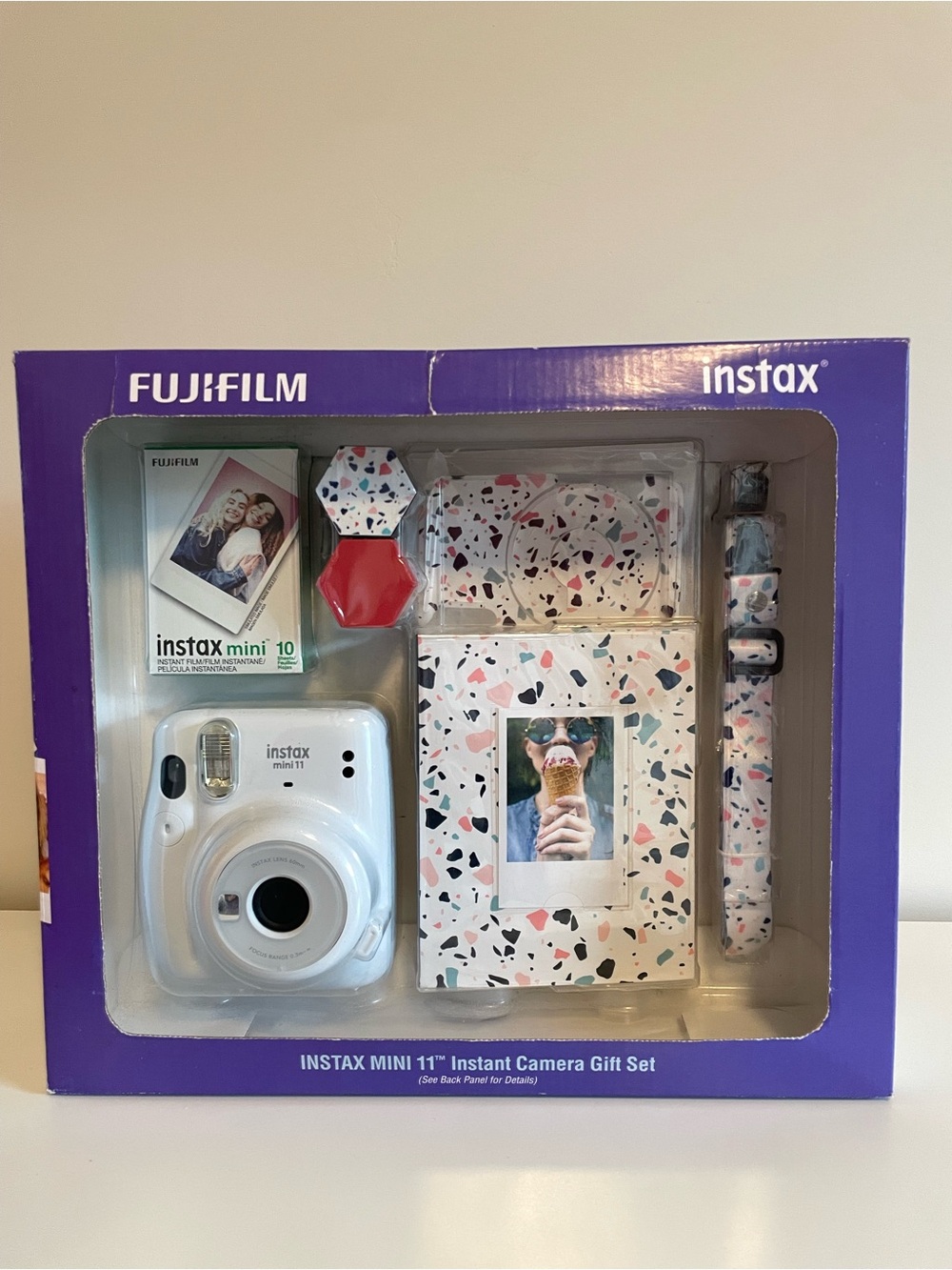 Instax Mini 11 Instant Camera Gift Set - White with Terrazzo Pattern Accessories